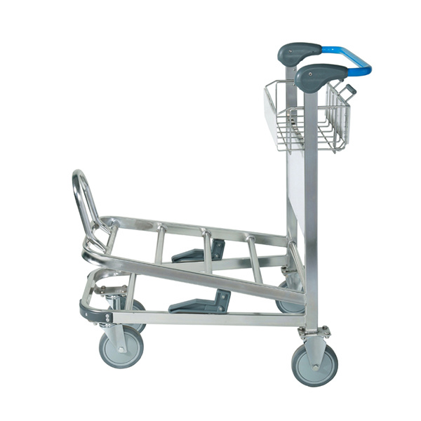 Double Layer Stainless Steel Airport Luggage Trolley