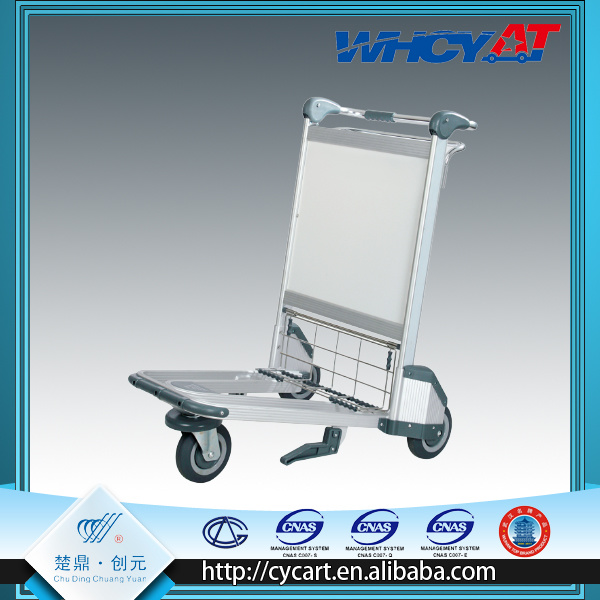 Airport large advertising board luggage trolley with brake