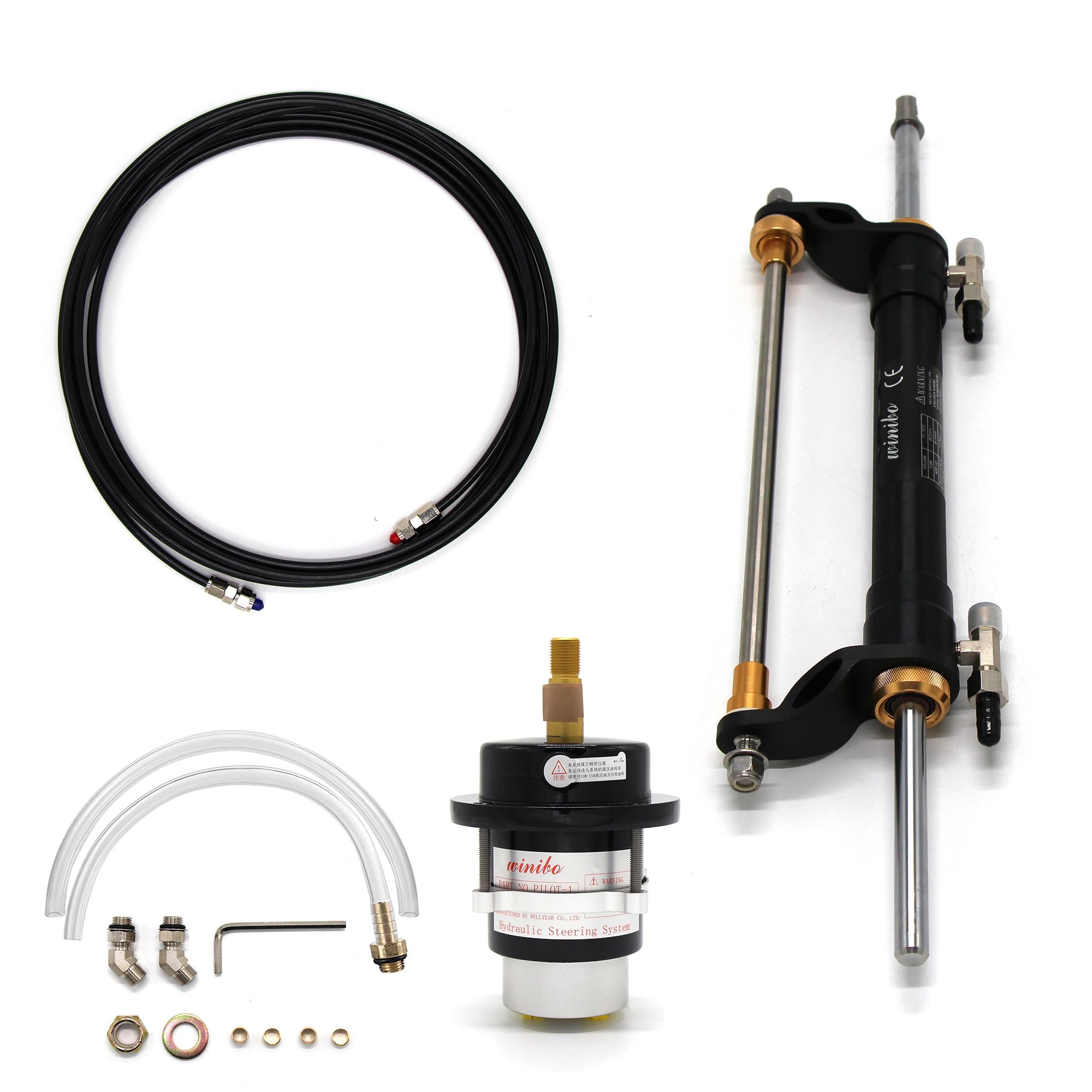 90HP Hydraulic Steering System For Outboard Boat With Helm Pump Cylinder And Tubes ZA030