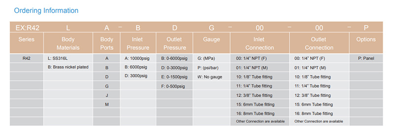R42 series high pressure regulator