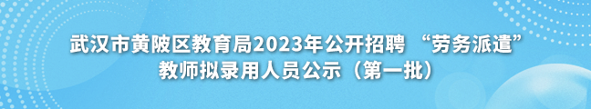武汉市黄陂区教育局2023年公开招聘 “劳务派遣”教师拟录用人员公示（第一批）