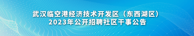 武汉临空港经济技术开发区（东西湖区）2023年公开招聘社区干事公告