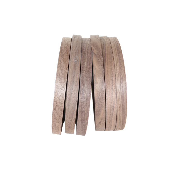 Factory price 0.5mm 3/4 American walnut wood veneer edgebanding roll with hot melt adhesive 100meters per roll