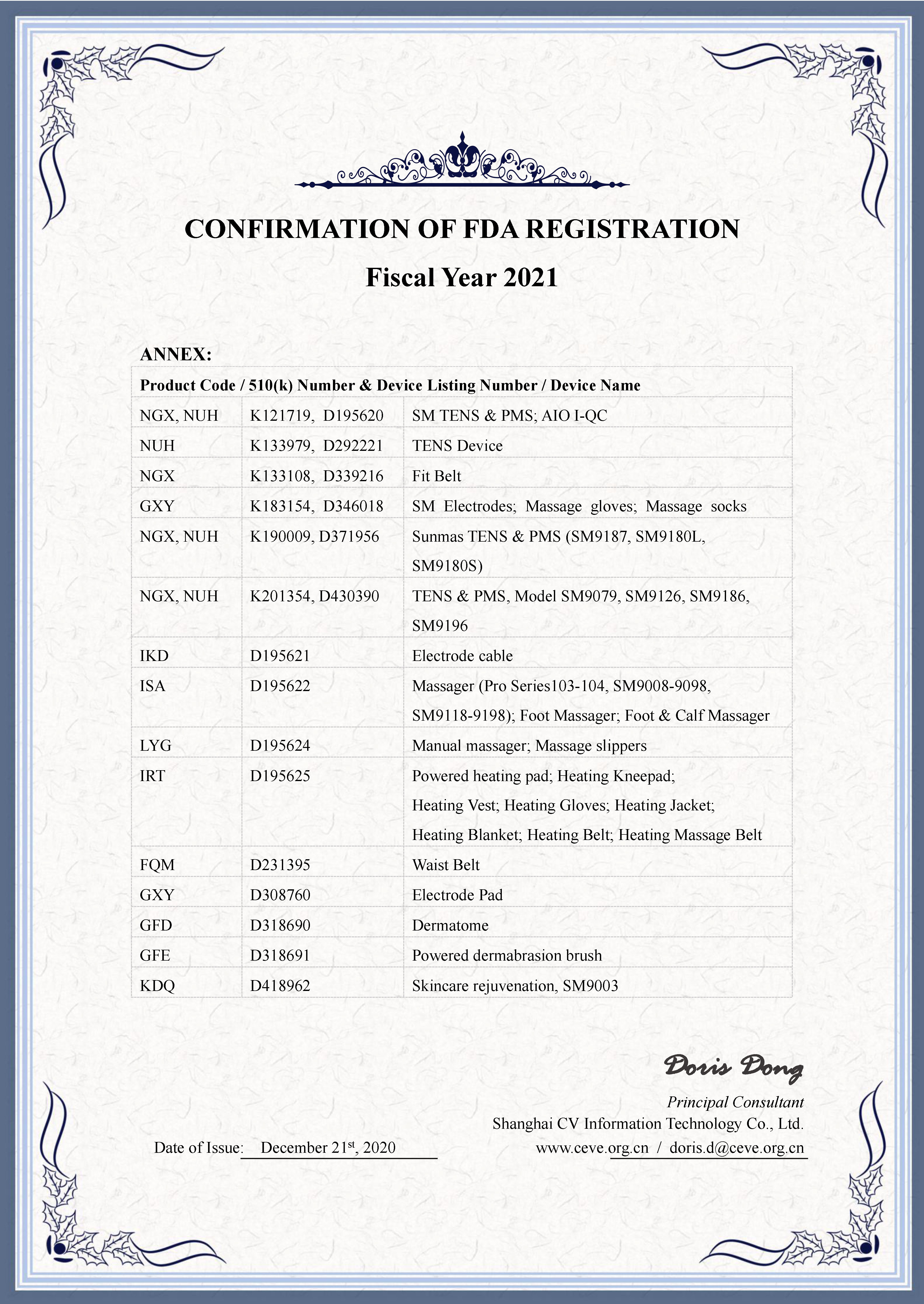 2021 FDA registration number
