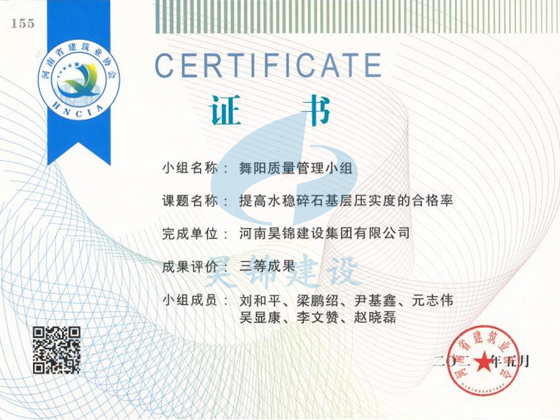 质量管理小组证书