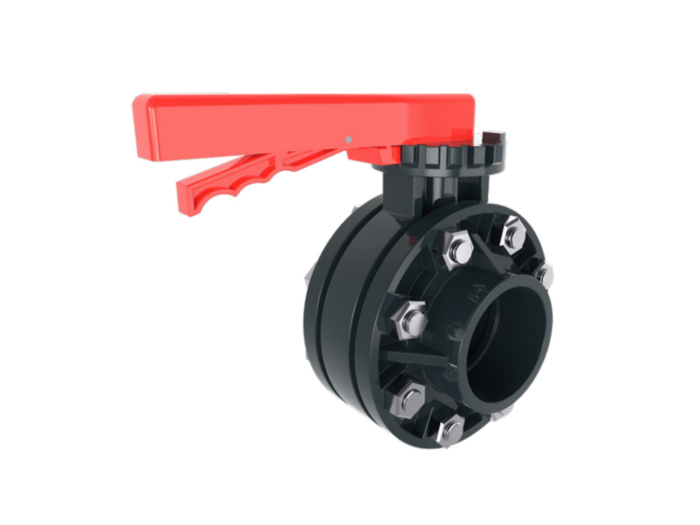 PVC butterfly valve with flange and bolts