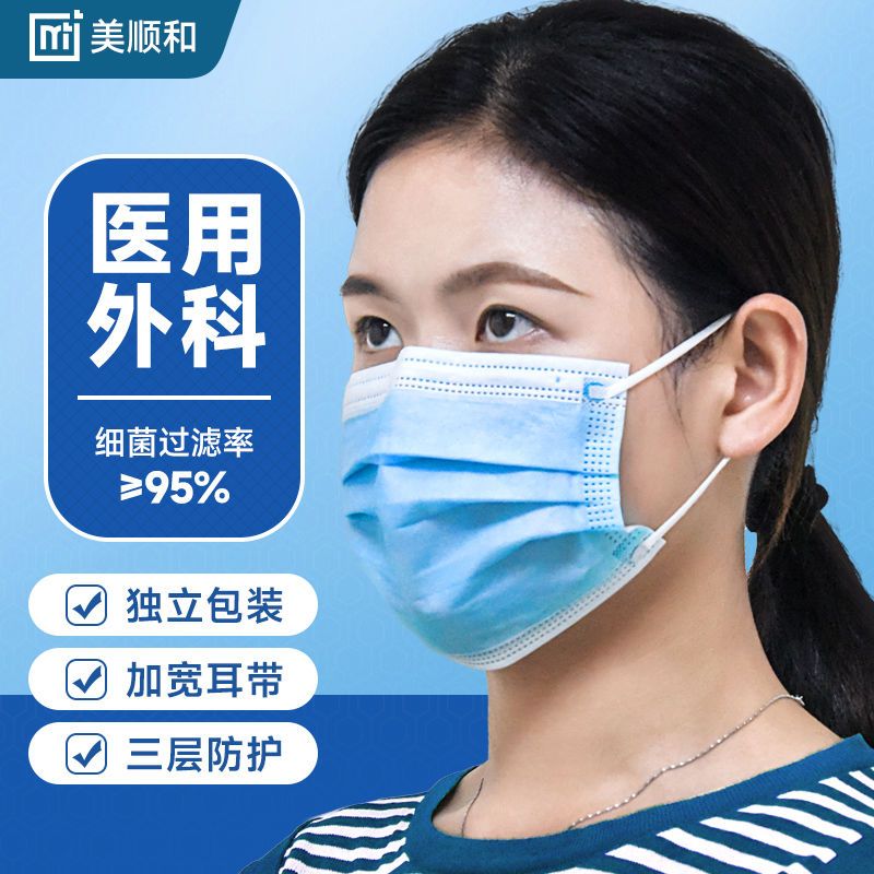 獨(dú)立包裝藍(lán)白黑三色醫(yī)用外科口罩