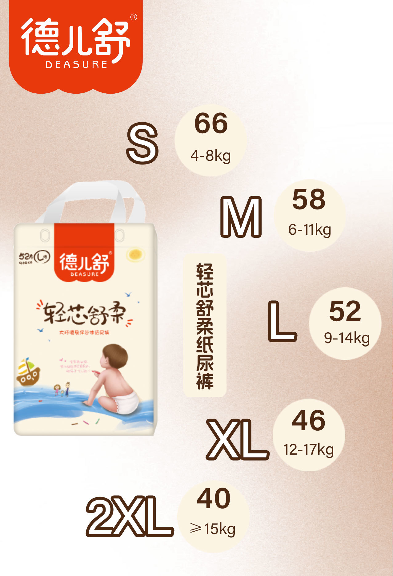 德兒舒 輕芯舒柔紙尿褲