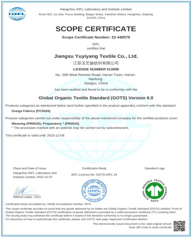 Scope Certificate