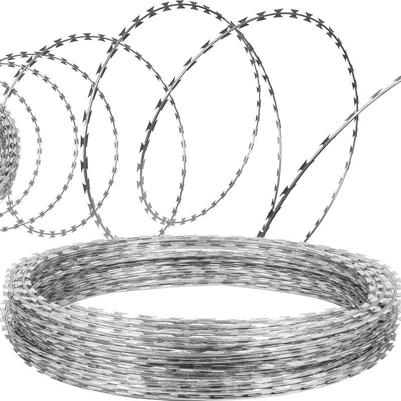Galvanized and PVC coated straight razor barbed wire fence and cheap razor wire