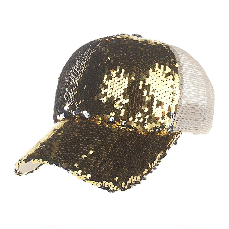 Summer Sports Breathable Mesh Hat Glitter Mermaid Sequins Baseball Cap G0273