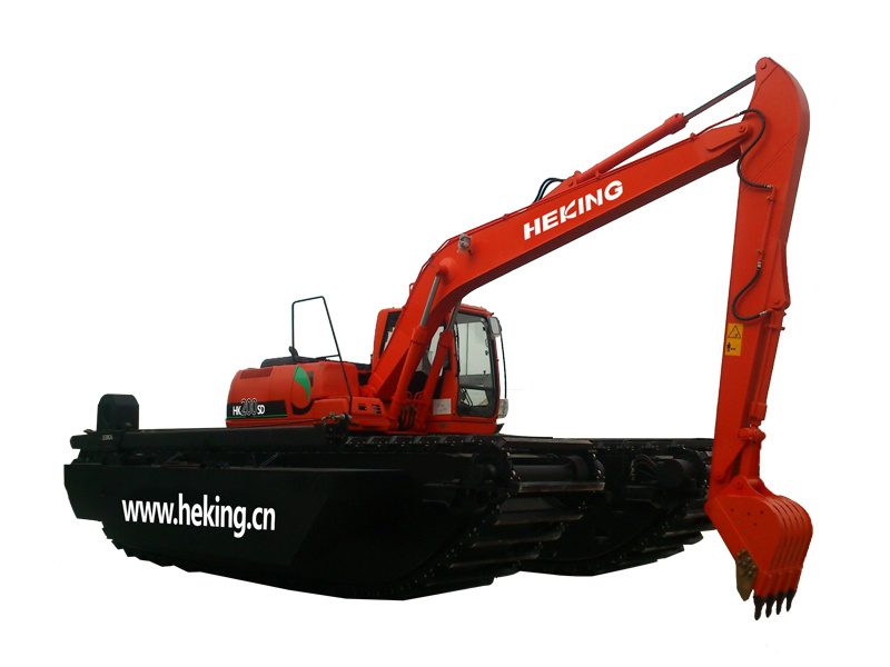 Amphibious Excavator HK200SD (with additional pontoon and spud pile)