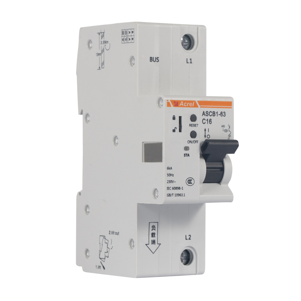 Acrel ASCB1-63-C32-1P Electrical Din Rail 32A Smart Single Phase Circuit Breaker for Remote Control Power Consumption Monitoring
