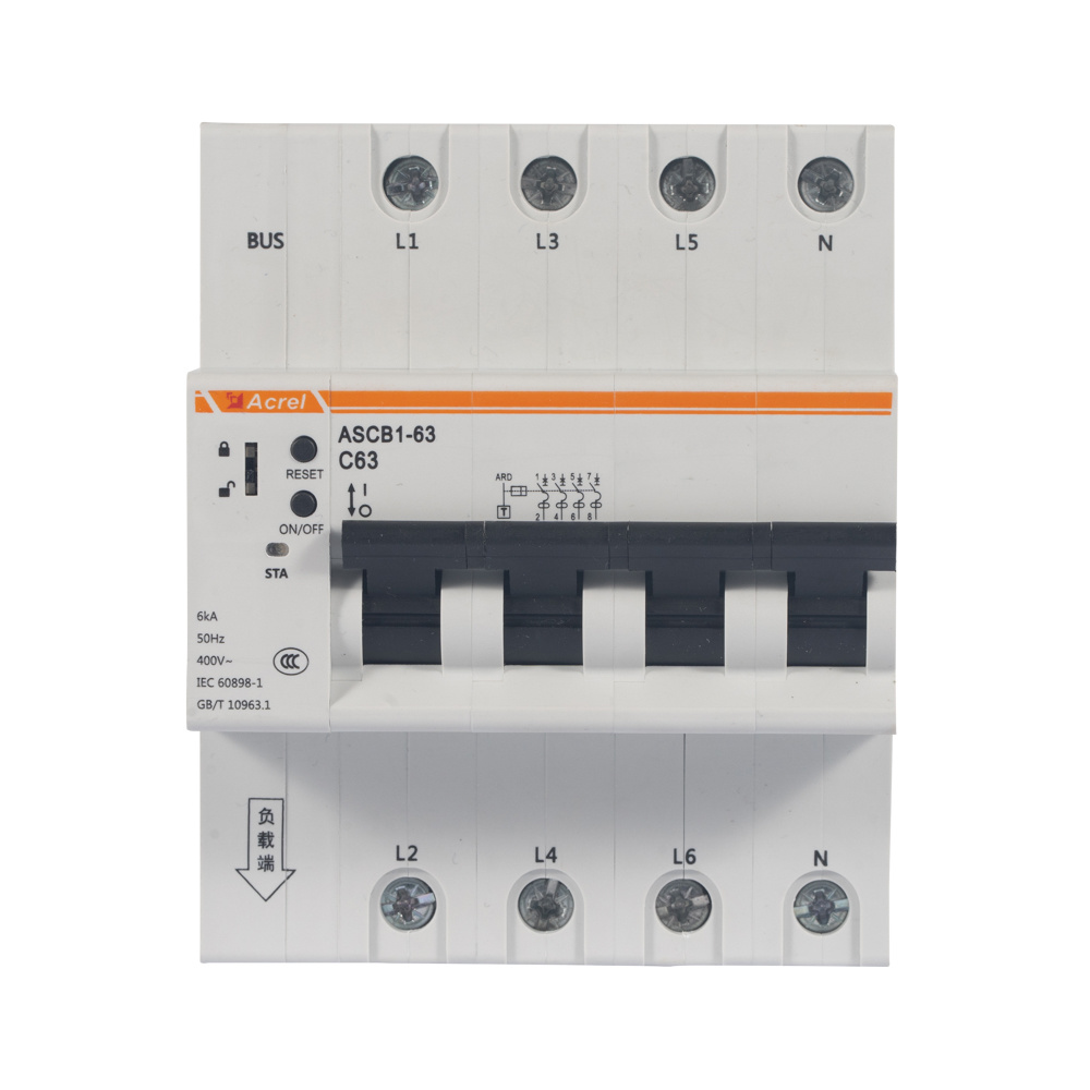 Acrel ASCB1-63-C32-4P Electrical Din Rail 32A Smart Three Phase Circuit Breaker for Remote Control Power Consumption Monitoring