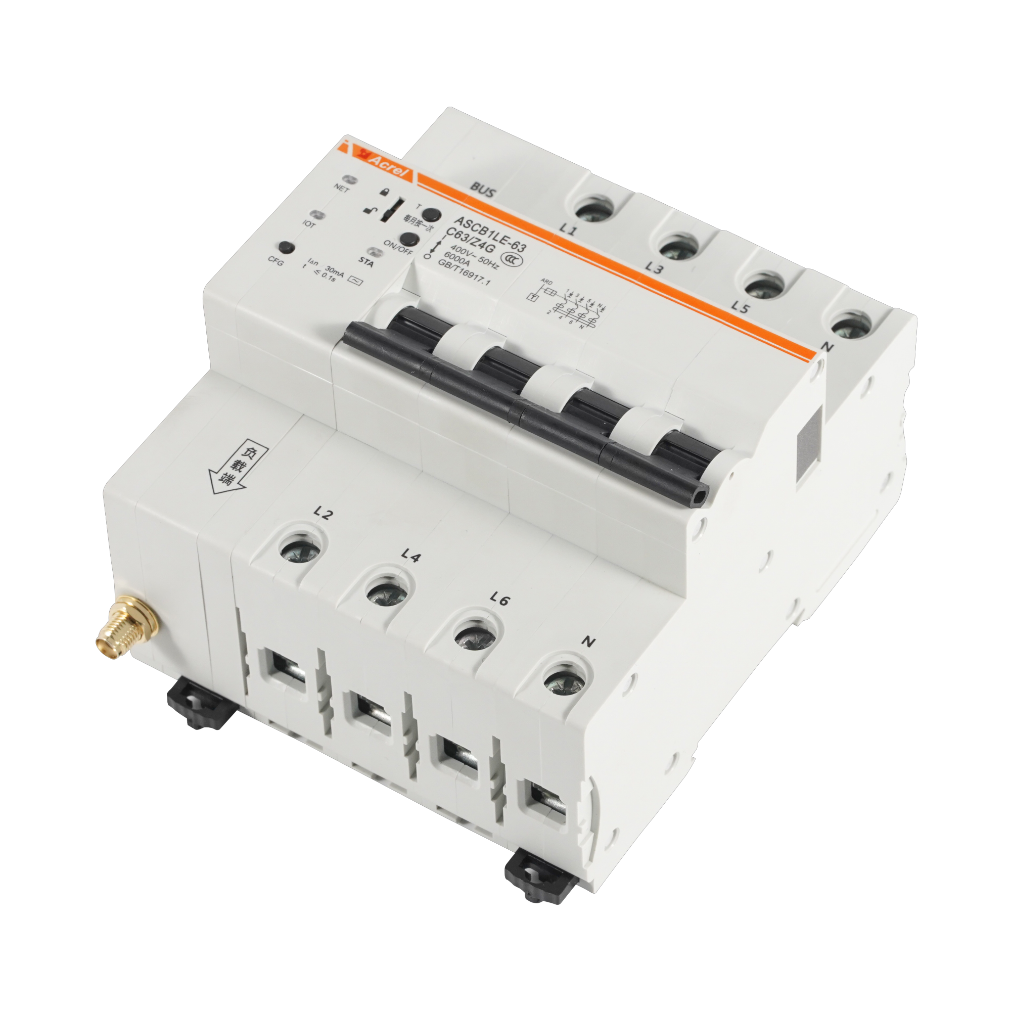 Acrel AASCB1-63-C63-4P/Z4GHW 4G Smart Circuit Breaker for Remote Control Power Monitor Power Consumption