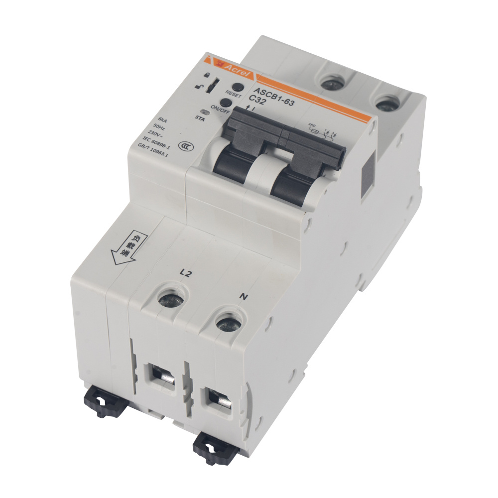 Acrel ASCB1-63-C63-2P Electrical Din Rail 63A Smart Single Phase Circuit Breaker for Remote Control Power Consumption Monitoring