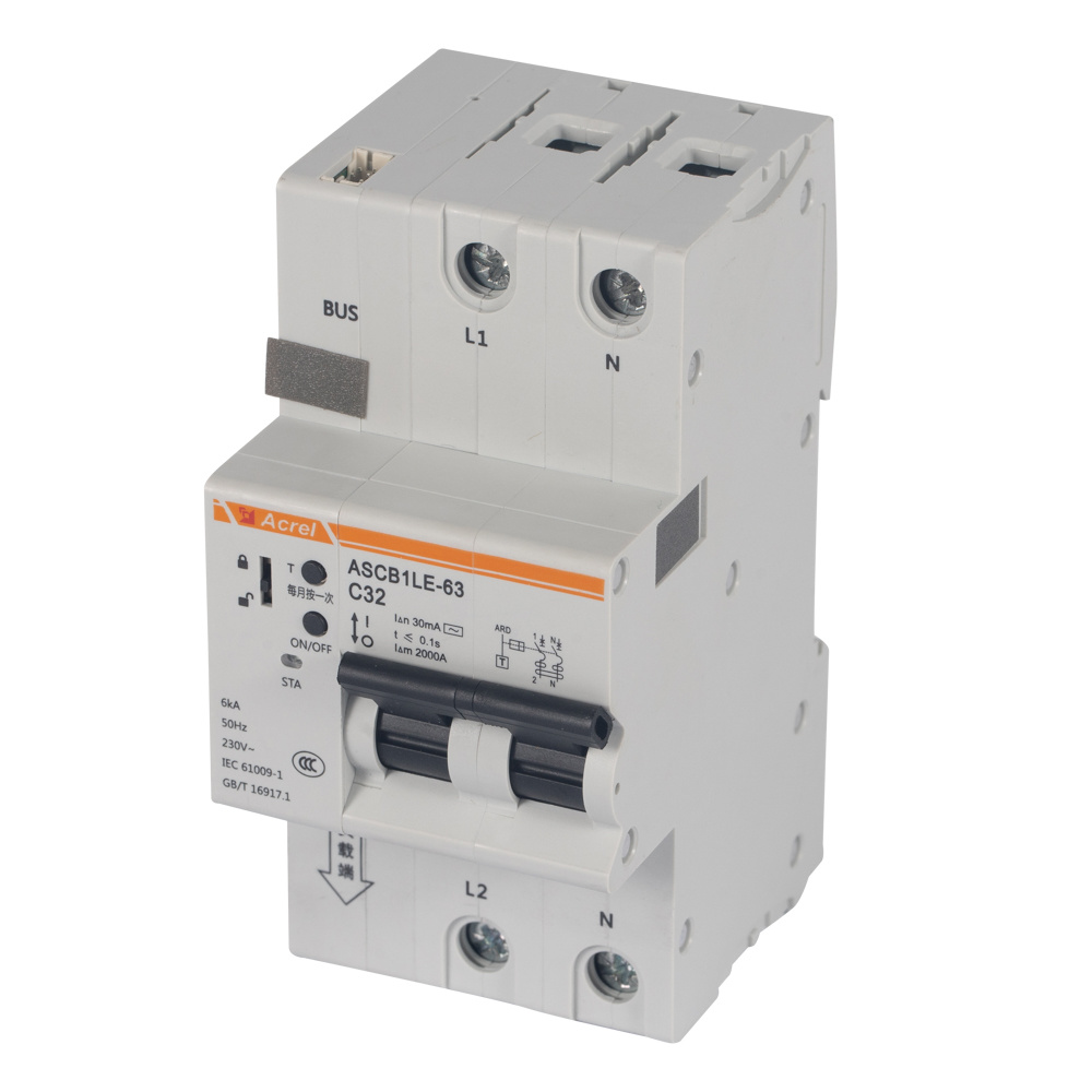 Acrel ASCB1LE-63-C16-2P Electrical Din Rail 16A Smart Single Phase Circuit Breaker for Remote Control Power Consumption Monitoring