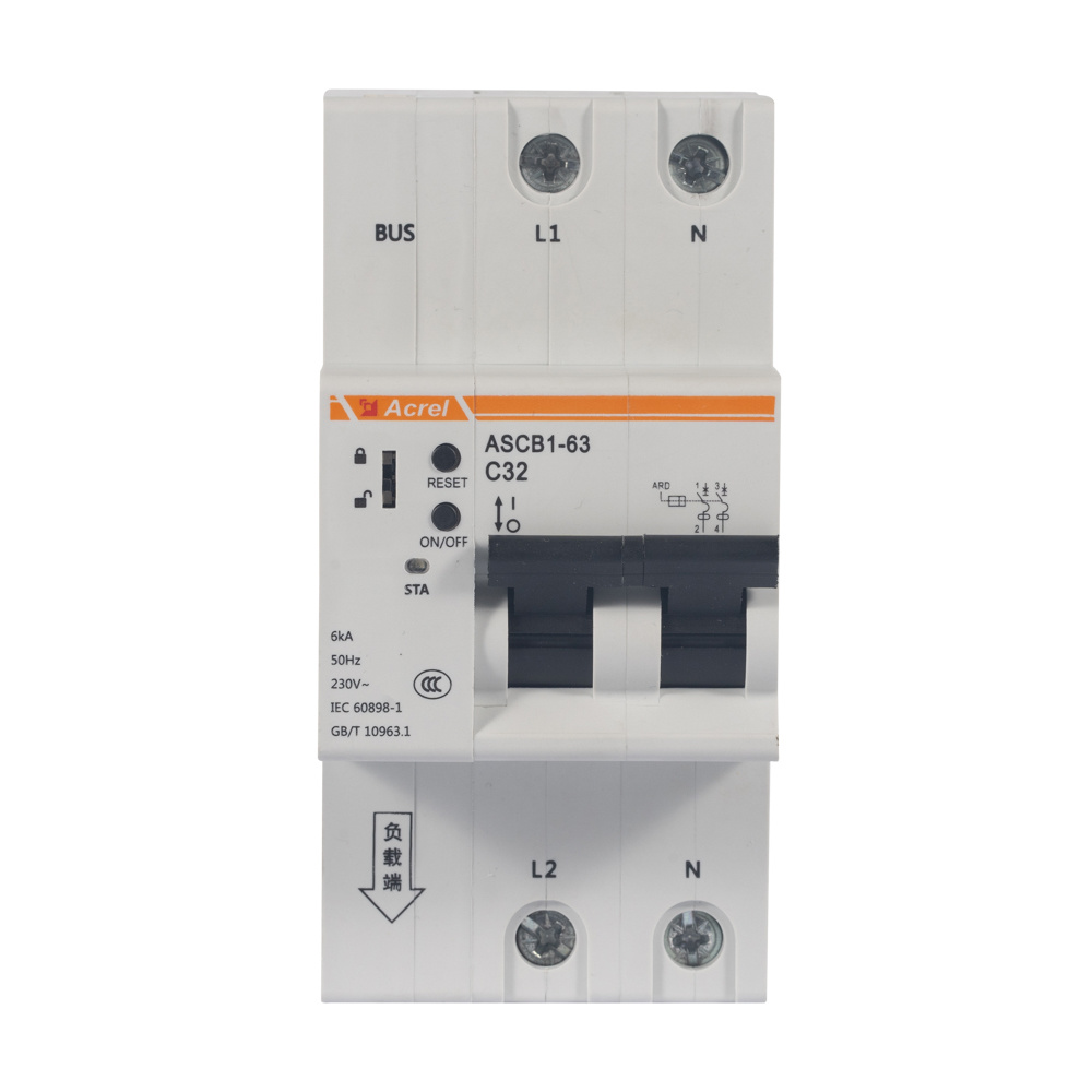 Acrel ASCB1-63-C63-2P Electrical Din Rail 63A Smart Single Phase Circuit Breaker for Remote Control Power Consumption Monitoring