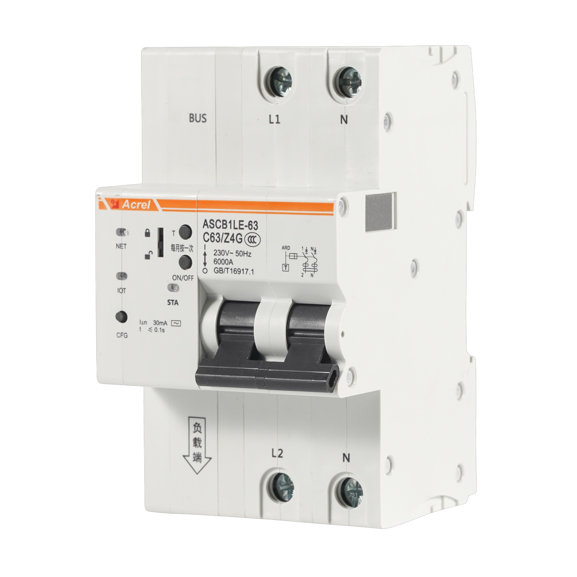 Acrel AASCB1-63-C32-2P/ZWiFi WiFi Smart Circuit Breaker for Remote Control Power Monitor Power Consumption