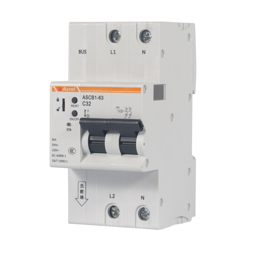 Acrel ASCB1-63-C63-2P Electrical Din Rail 63A Smart Single Phase Circuit Breaker for Remote Control Power Consumption Monitoring