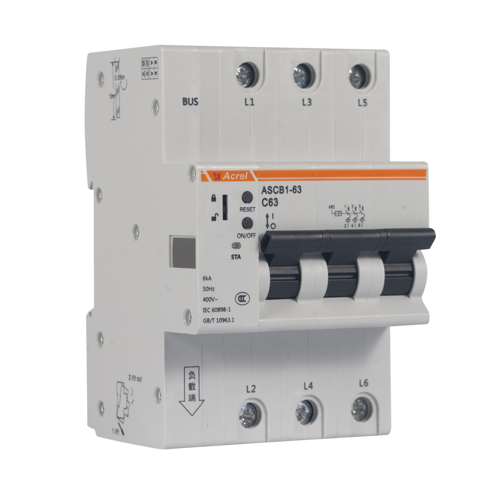 Acrel ASCB1-63-C32-3P Electrical Din Rail 32A Smart Three Phase Circuit Breaker for Remote Control Power Consumption Monitoring