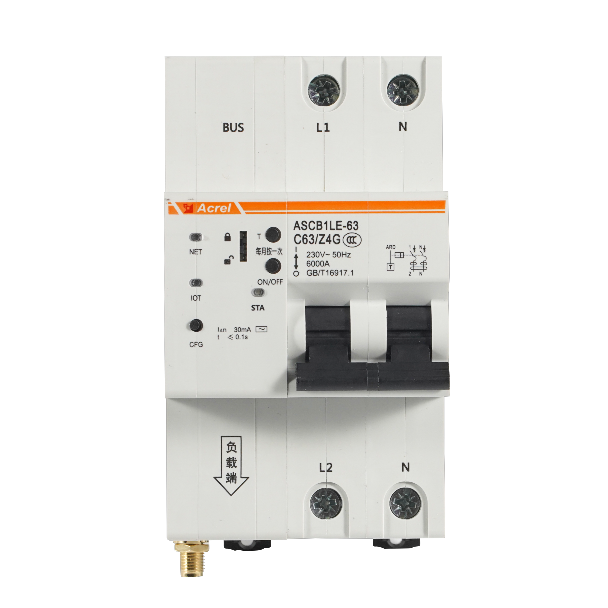 Acrel AASCB1-63-C32-2P/ZWiFi WiFi Smart Circuit Breaker for Remote Control Power Monitor Power Consumption