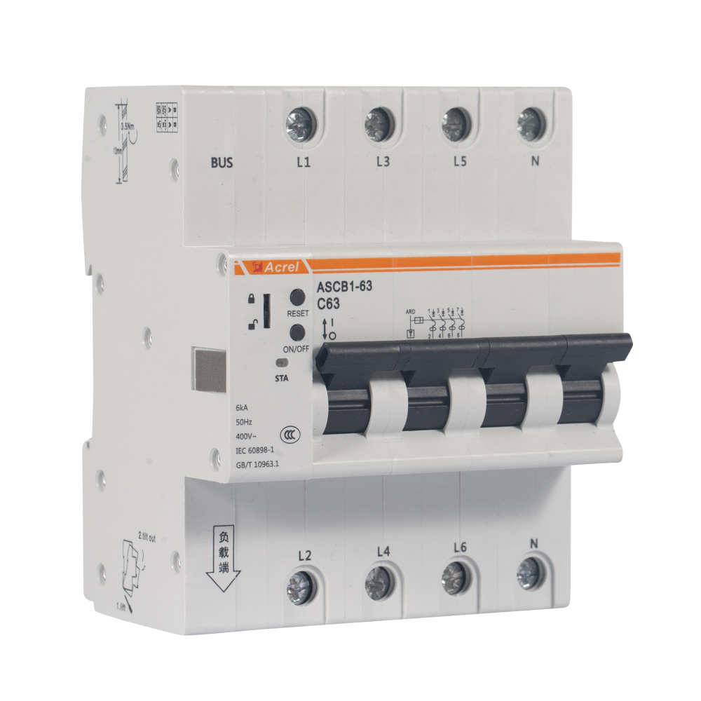 Acrel ASCB1-63-C32-4P Electrical Din Rail 32A Smart Three Phase Circuit Breaker for Remote Control Power Consumption Monitoring