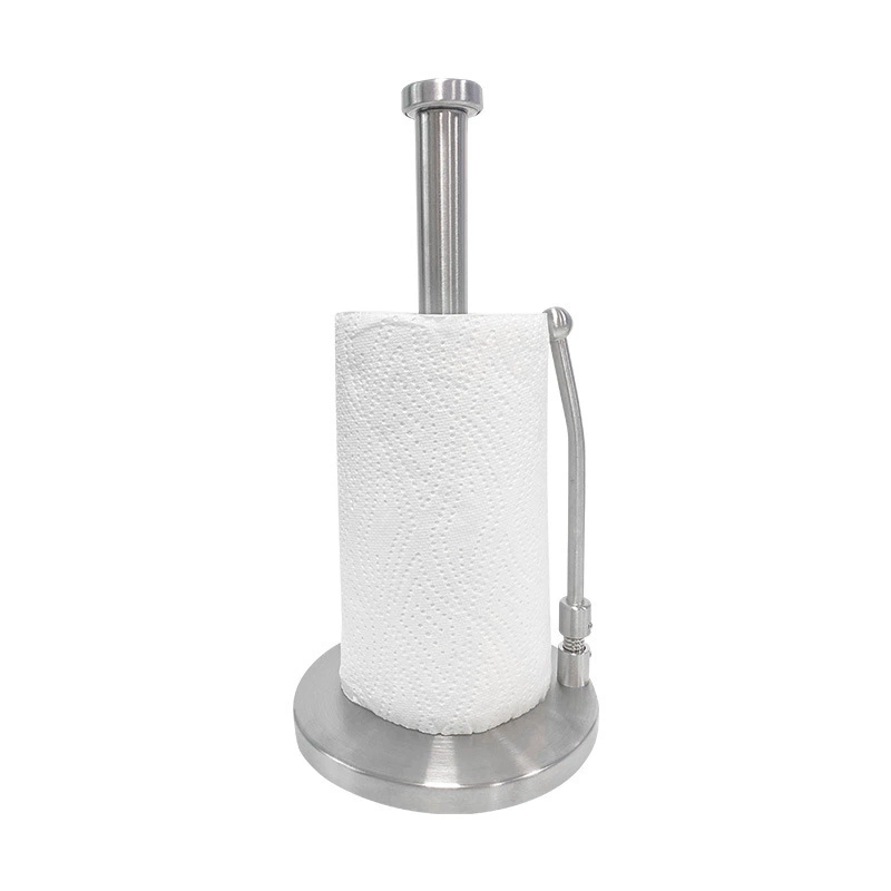 Customizable, nail-free, household toilet standing paper towel holder, spring type, kitchen plastic wrap storage rack, stainless steel paper towel holder