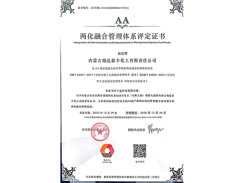 The two integration management system evaluation certificate