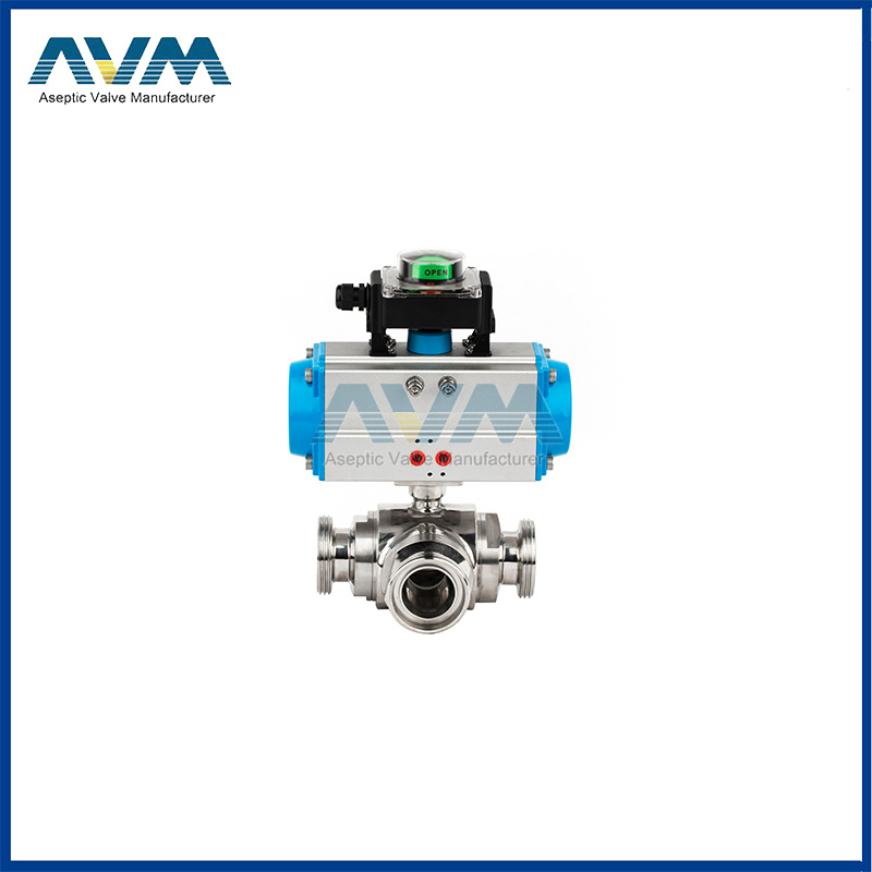 Pneumatic three-way ball valve