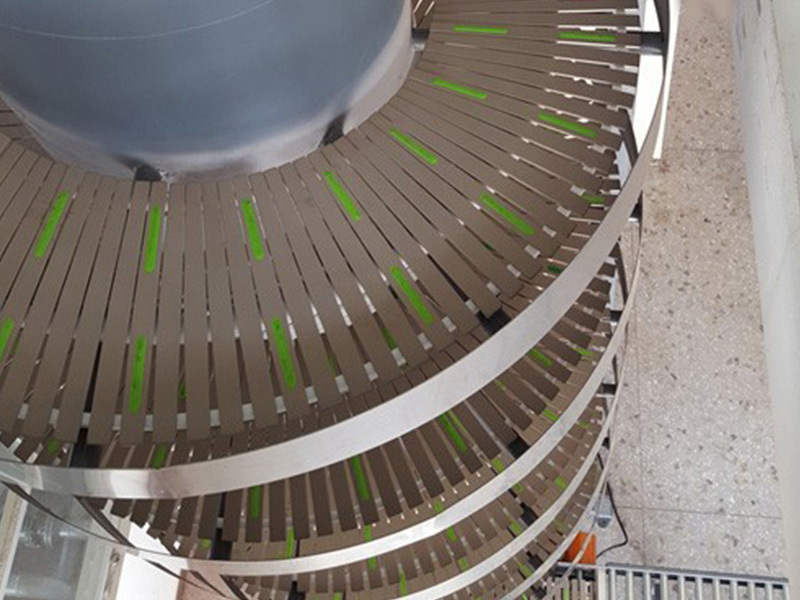 Flat top chain screw conveyor line