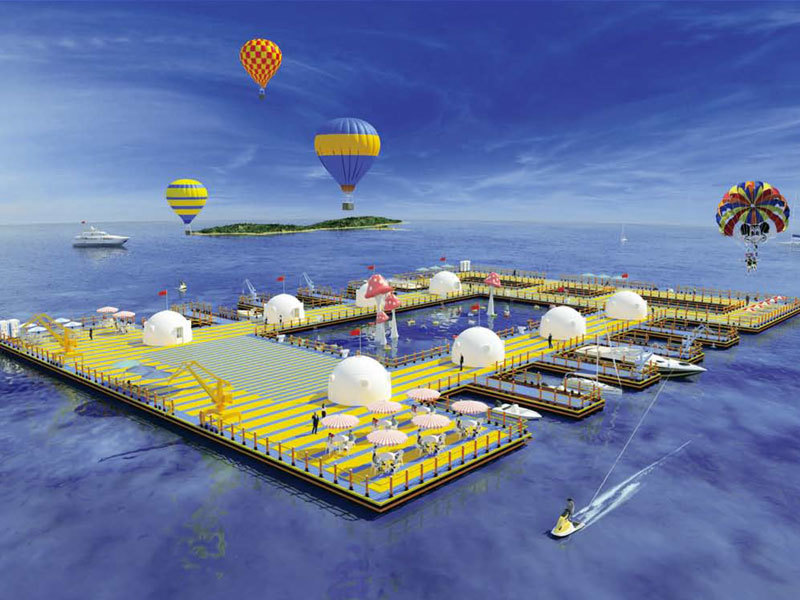 Anti-wind and wave plastic tourism and leisure platform