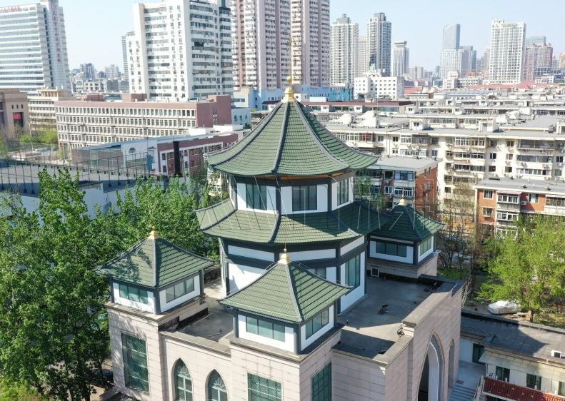 彩石金属瓦清真寺案例赏析：青黛绿丽波型