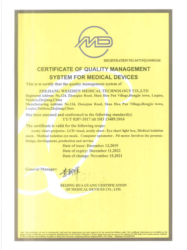 Quality Management System Certification Certificate