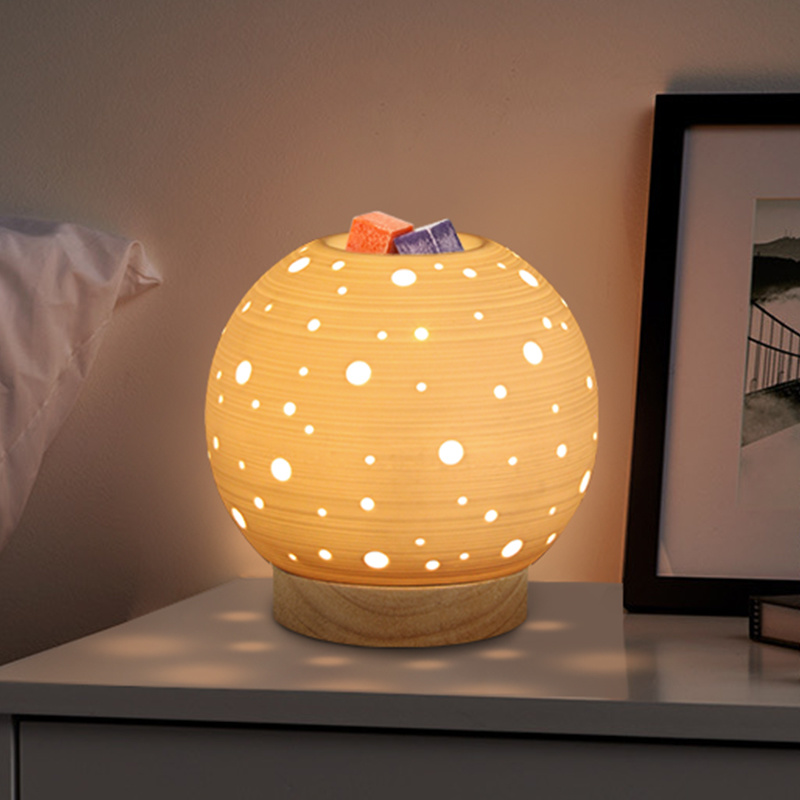 Factory Wholesale OEM/ODM Electric Fragrance Warmer Cozy Elegant Design Nightst and 3D Wax Burner Ball Shape Nordic Night Light With Wax Melt Burners X181-10
