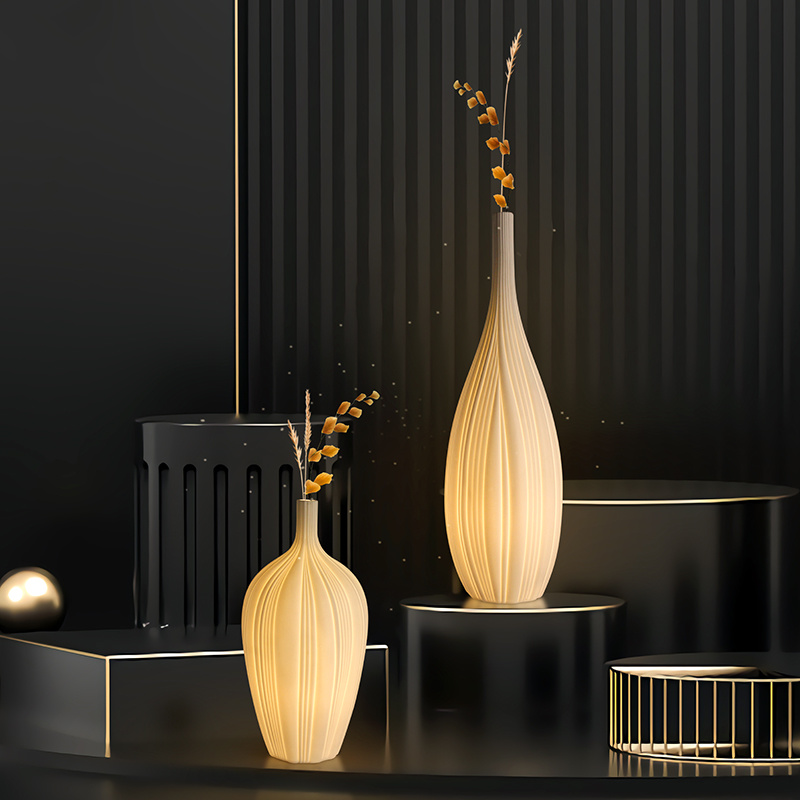 Factory Wholesale OEM/ODM Big Vase Shape Porcelain Table Lamp Hand Made Gift Crafts Indoor Lighting Home Decorative Bedside Night Lights D222-07(L)(S)