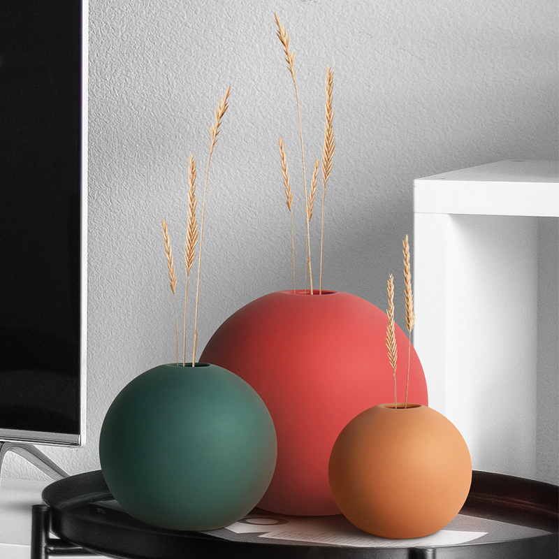 Factory Wholesale OEM/ODM Custom multiple color flower vase home decor ceramic porcelain plant ball flower vase for room decoration H192-02