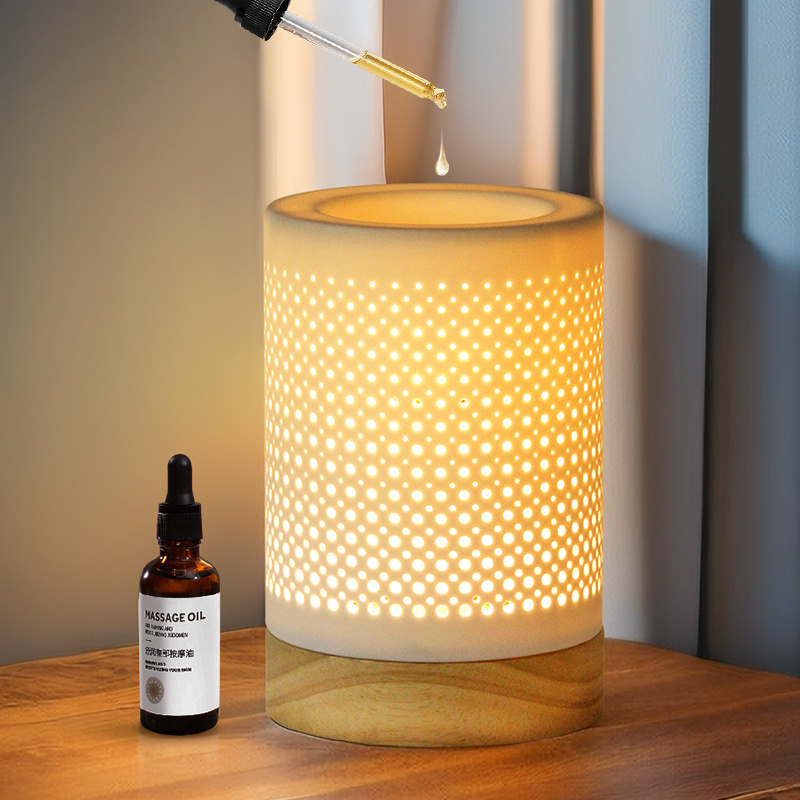 Factory Wholesale OEM/ODM Wholesale  top sale oil fragrance desk lamp aroma oil burner and wax melt 3 in 1 desk porcelain indoor table oil burner lamps  X191-07E