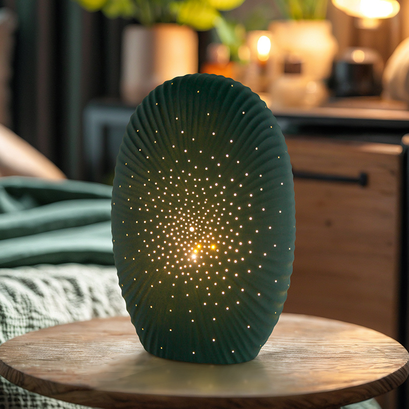 Factory Wholesale OEM/ODM Wholesale op quality hot sale green ceramic table light lamp LED sparkling ceramic wholesale custom logo ceramic desk lamp  D192-74(S)