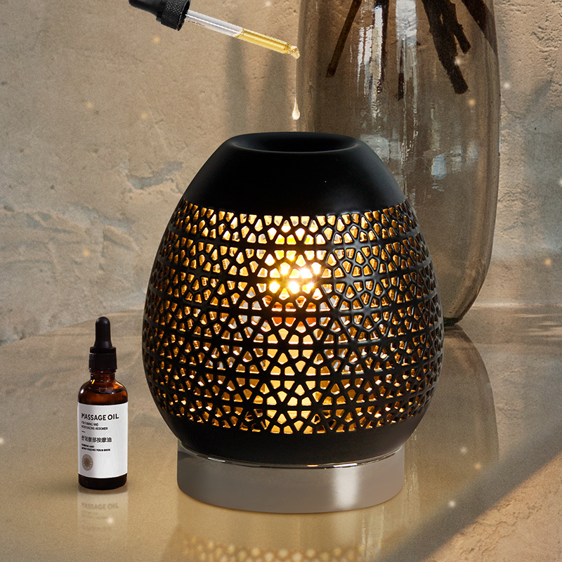 Factory Wholesale OEM/ODM Wax Melting Lamp Manufactures Custom Black Electric Ceramic Heating Wax Lamp Nordic Indoor Night Lights Wax Warmer Lamp KH21041904A