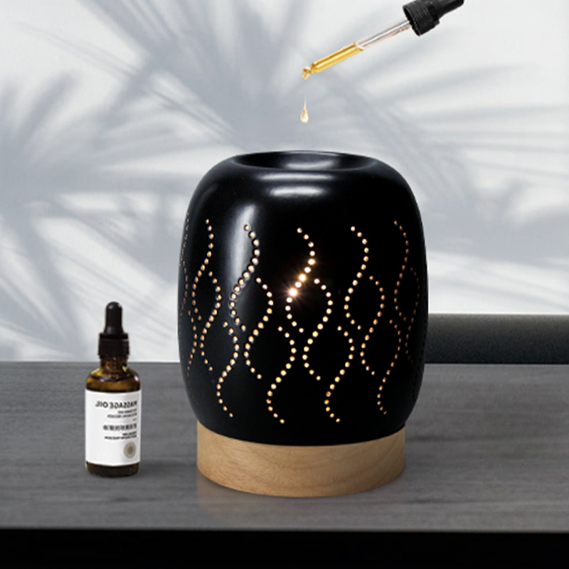 Factory Wholesale OEM/ODM Ceramic Wax Burner Melts Nordic Matte Ceramic Craft Ceramic Burner Wax Black Home Decor Lighting Custom Fragrance Lamp X171-09