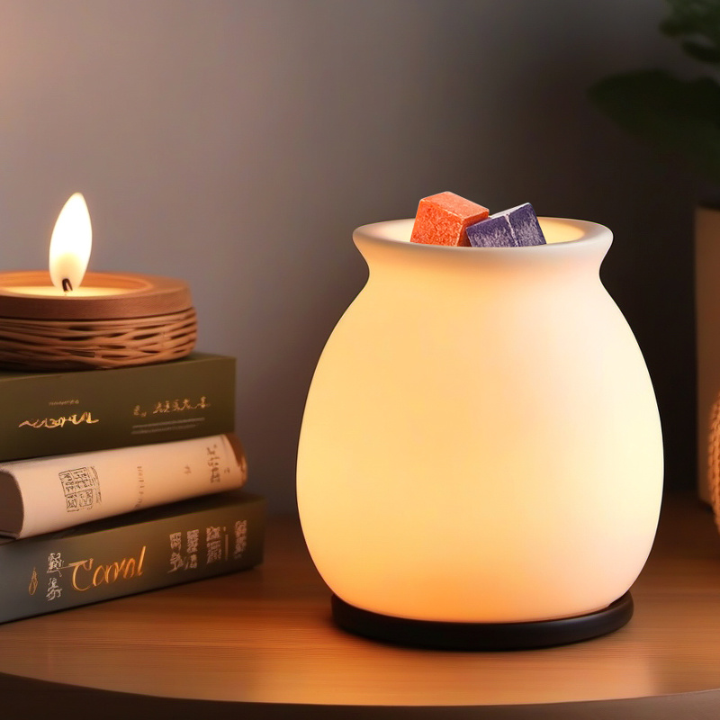 Factory Wholesale OEM/ODM Wholesale  New design wax melting fragrance lamp tealight candle jars essential oil and aroma wax melting ceramic tealight jars CH241-11
