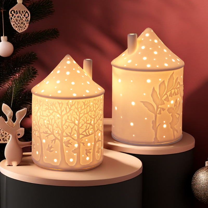 Factory Wholesale OEM/ODM direct wholesale ceramic tealight candle holder with house shape KH17090607-KH17101909
