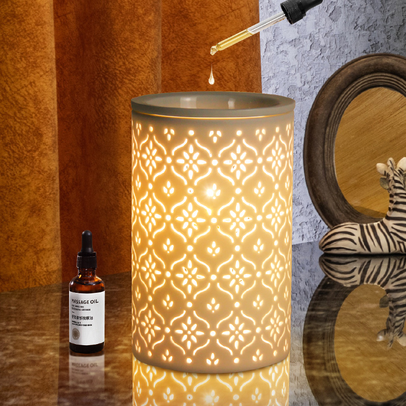 Factory Wholesale OEM/ODM Glazed Ceramic Burner Aromatherapy Oil Perfume Lamp Customize Table Lamp Home Decor Aroma Diffuser Candle Wax Melts Warmer Lamp KH21060906