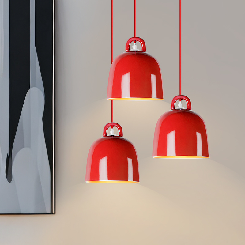 Factory Wholesale OEM/ODM Red Ceramic Pendant Lamp Indoor Loft Ceiling Light Modern Nordic Chandeliers Light for Restaurant Coffee Bar D31-242