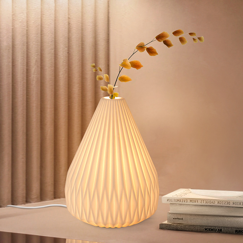 Factory Wholesale OEM/ODM Creative romantic vase lamp modern nordic style wedding decoration ceramic 3d led vase and lamp night light D141-81