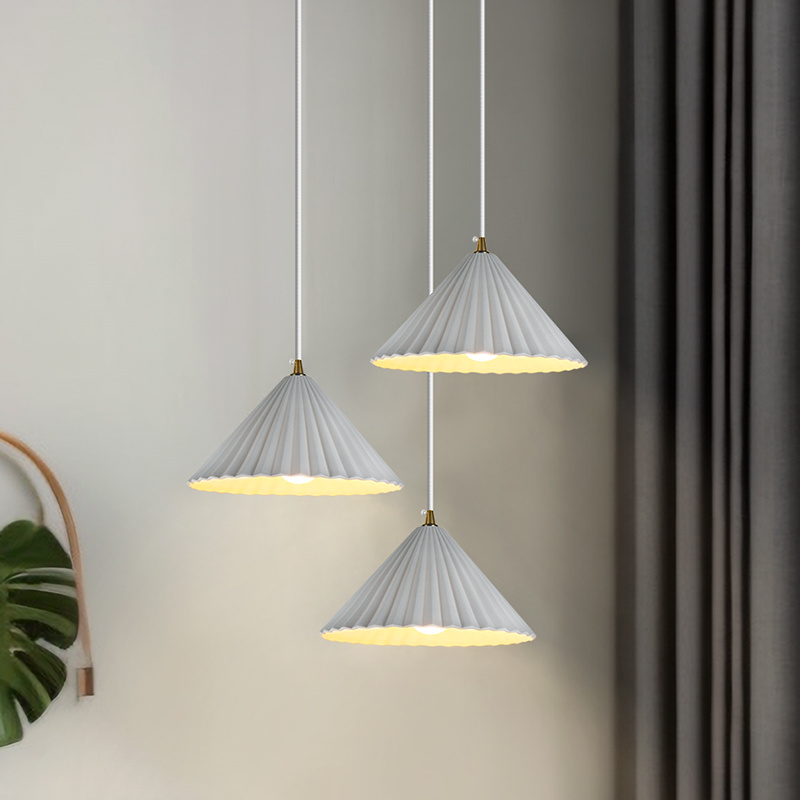 Factory Wholesale OEM/ODM Umbrella-type nordic chandelier modern minimalist bedroom pendant lamp wholesale price white porcelain indoor ceiling lamps D31-621