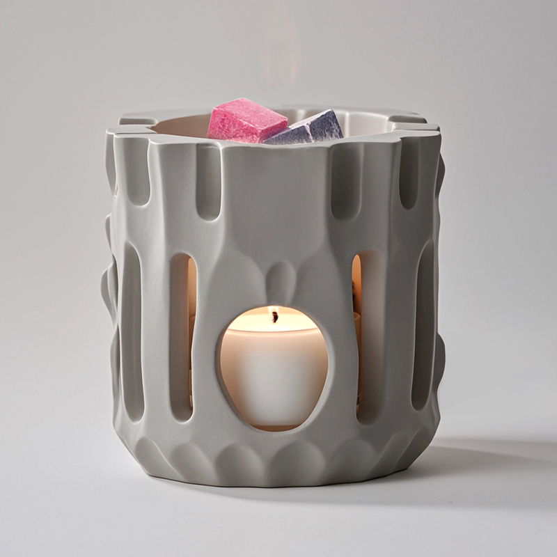 Factory Wholesale OEM/ODM Wholesale Factory new arrival fragrance wax melts warmer grey color ceramic tealight warmer candle oil wax melts warmer CH241-17