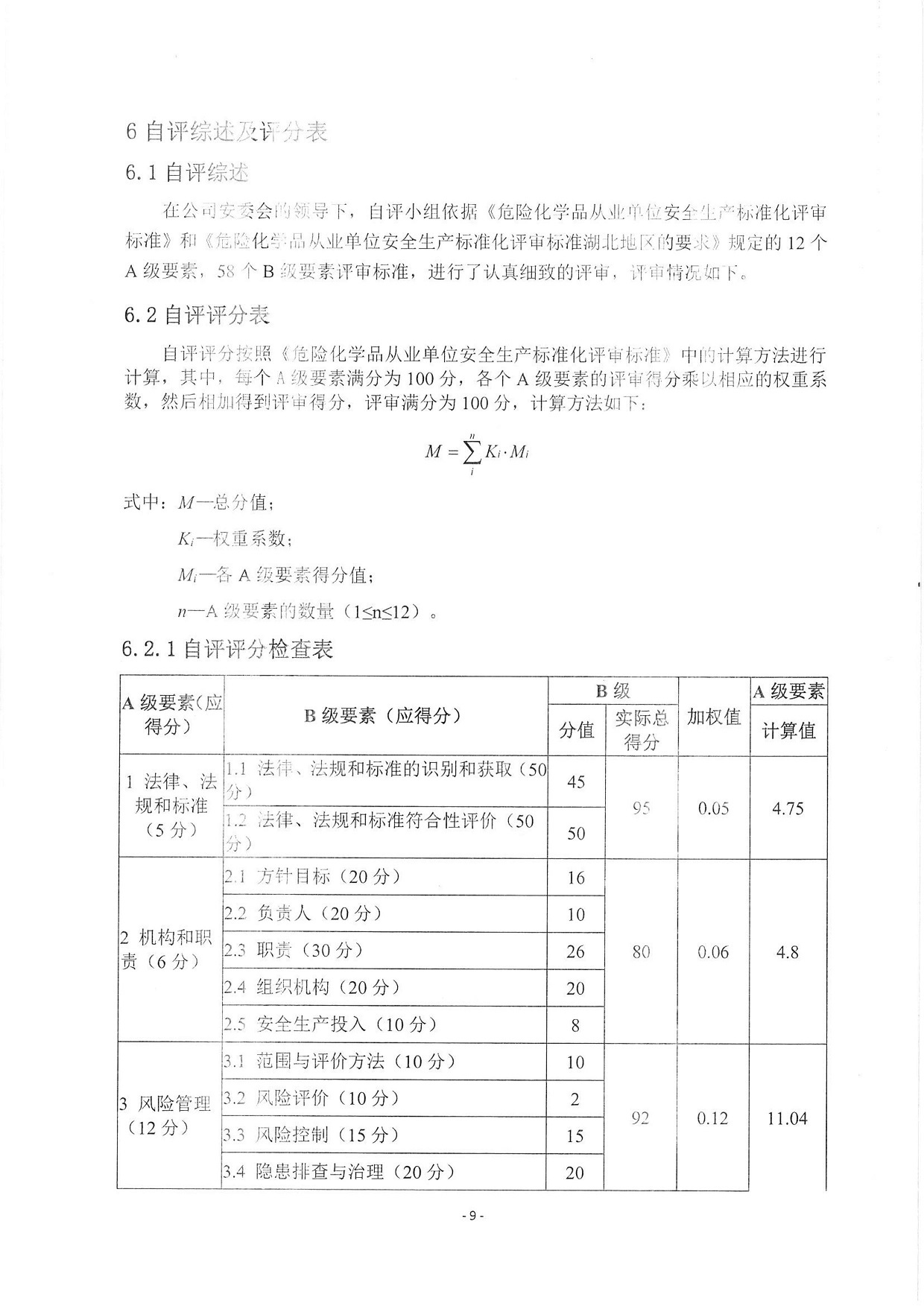 武汉中有药业有限公司安全生产标准化自评报告