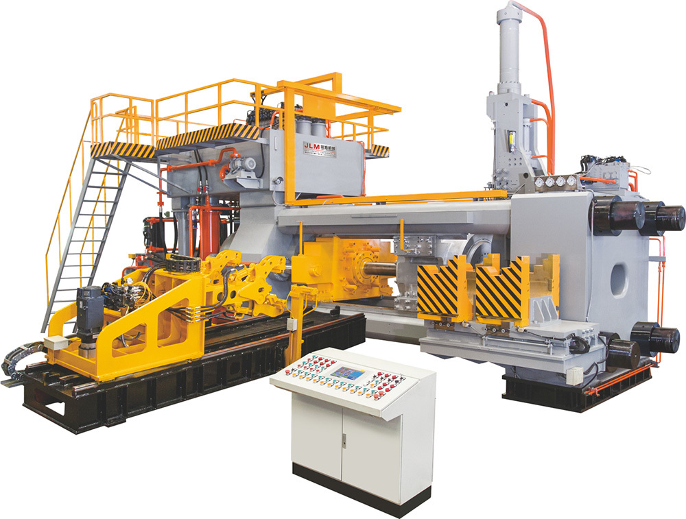 Short stroke front loading extrusion press